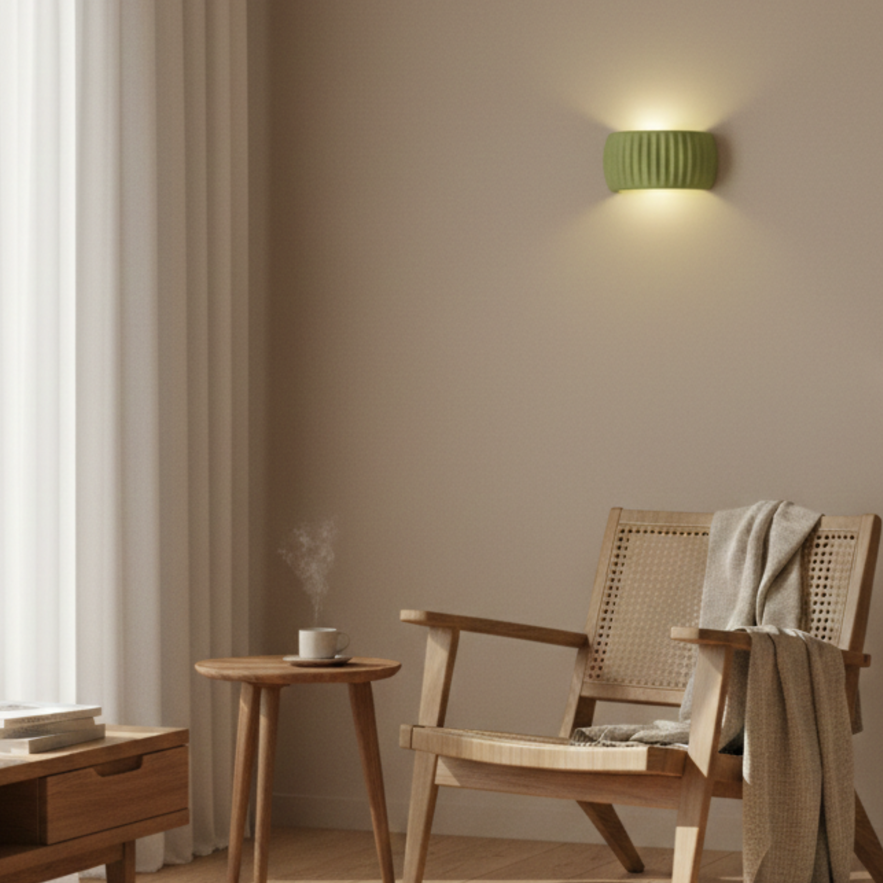 Pleated Wave Resin Wall Light with Up and Down Lighting