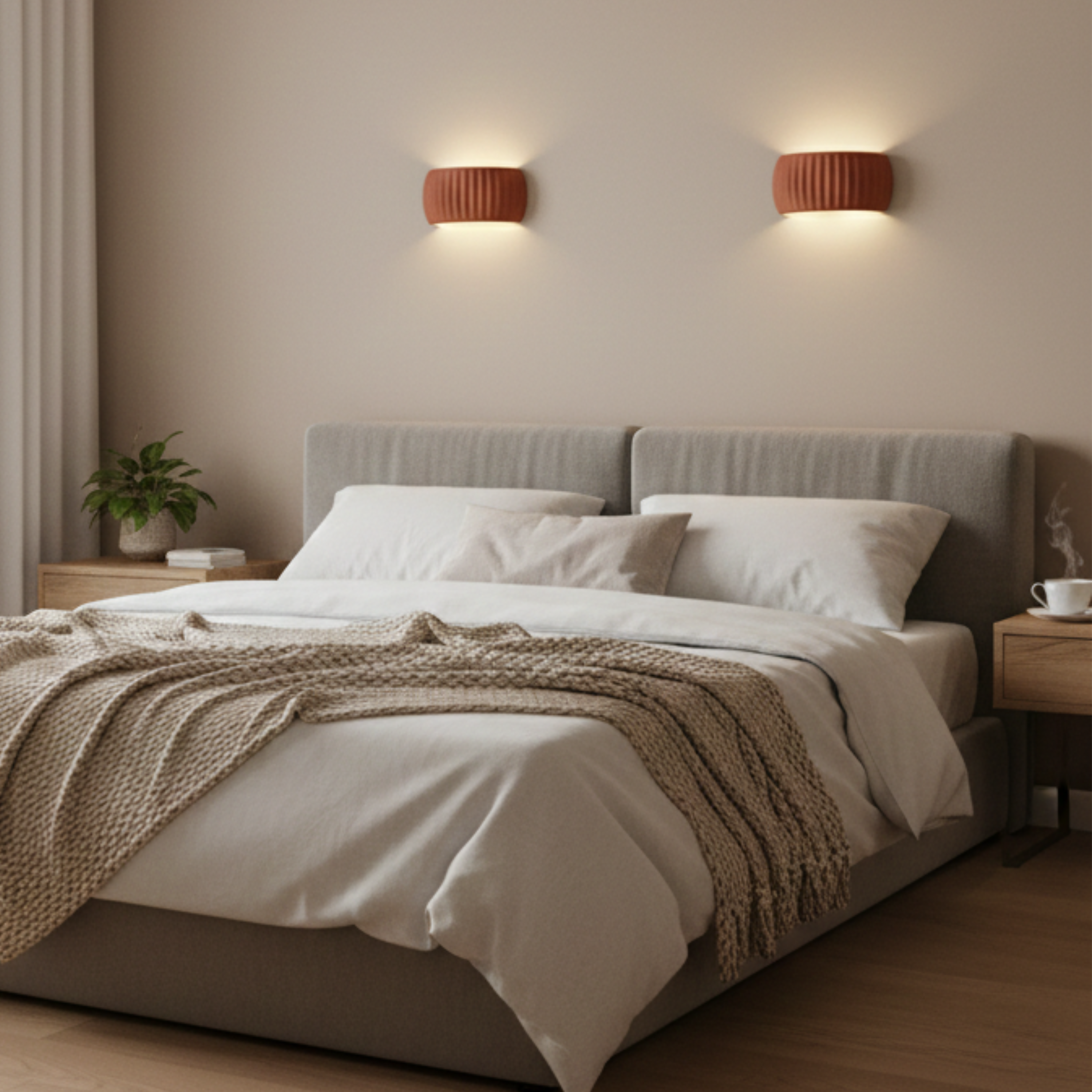 Pleated Wave Resin Wall Light with Up and Down Lighting