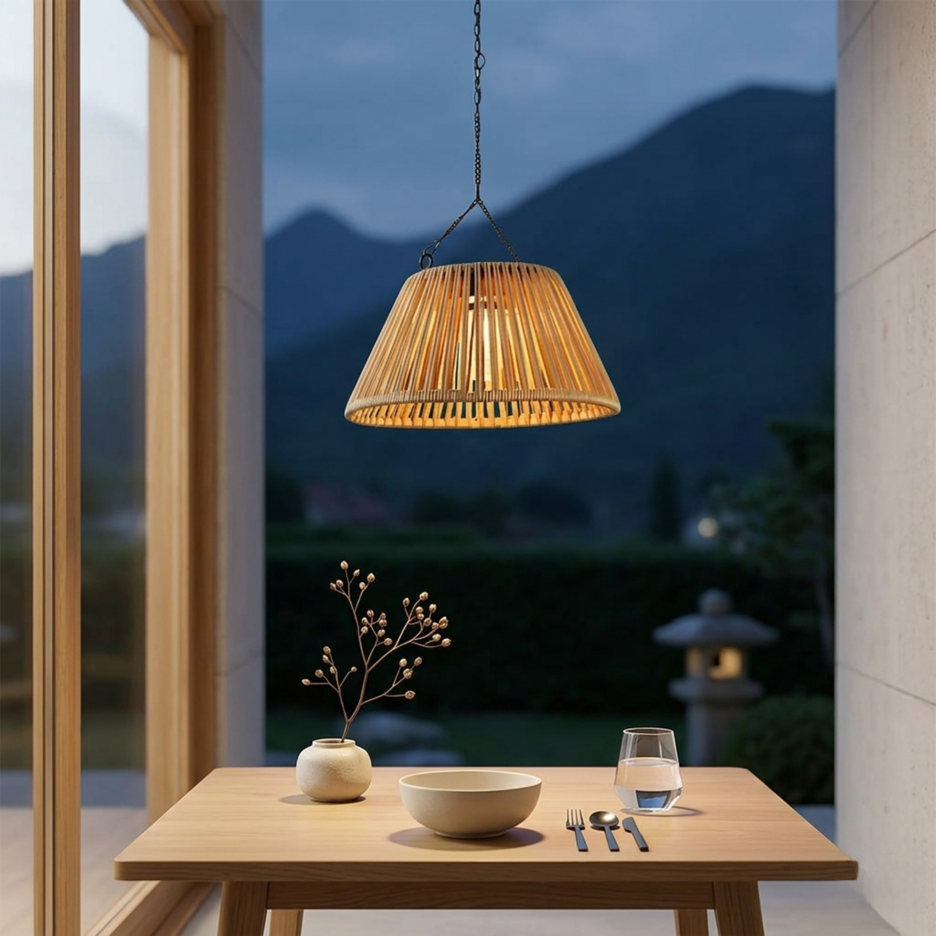 Rattan Effect Solar Lantern USB Rechargeable Outdoor Hanging Garden Light