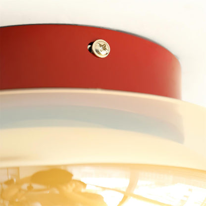 Retro Amber Glass Round Flush Mount Ceiling Light