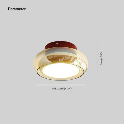 Retro Amber Glass Round Flush Mount Ceiling Light