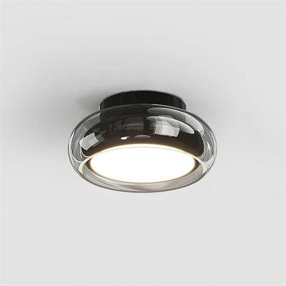 Retro Amber Glass Round Flush Mount Ceiling Light