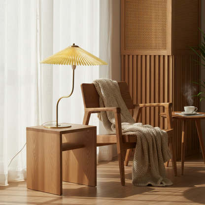 Retro Pleated Umbrella Shade Touch Dimmable Table Lamp
