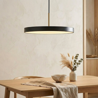 Retro Slim Disc LED Pendant Light With Brass Top