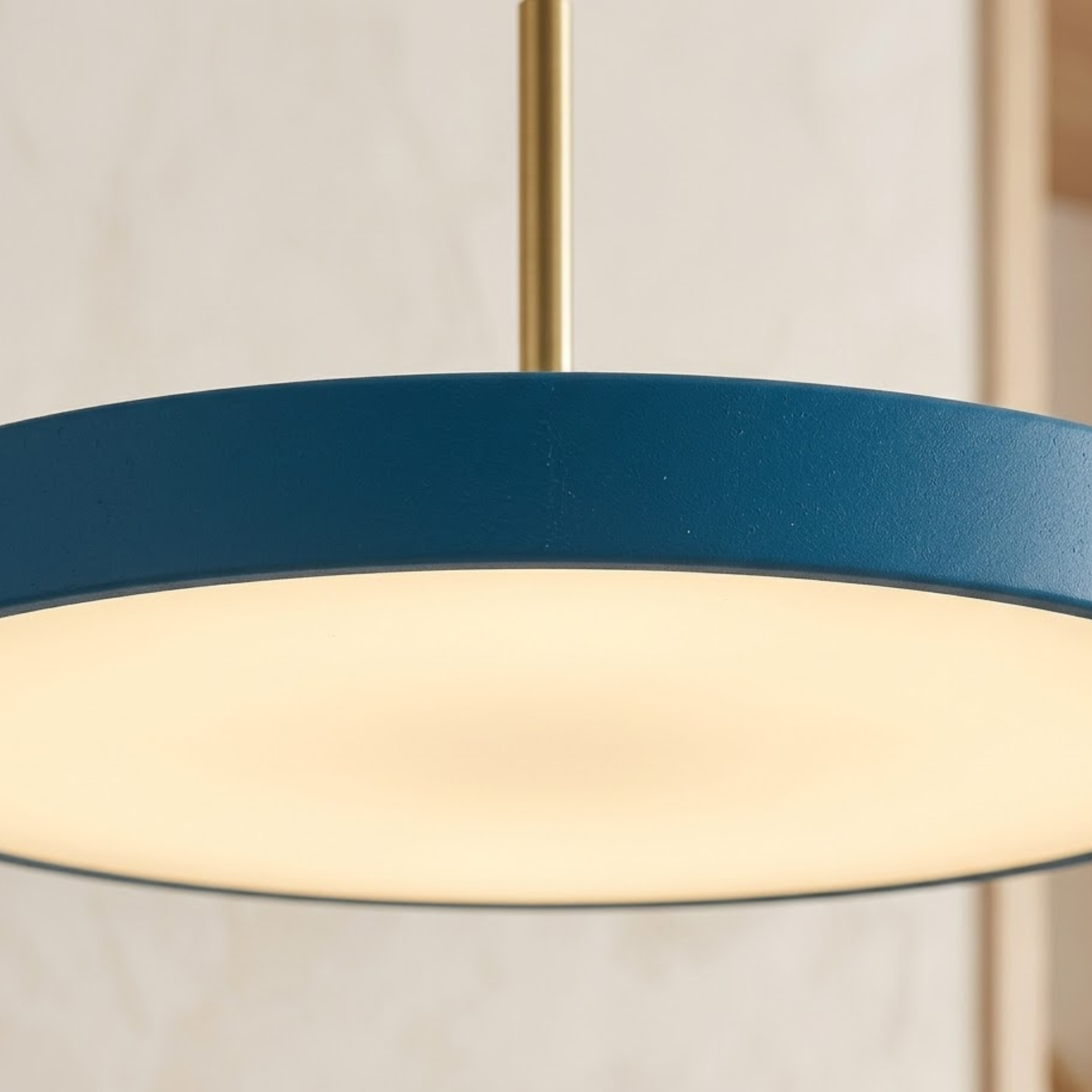 Retro Slim Disc LED Pendant Light With Brass Top