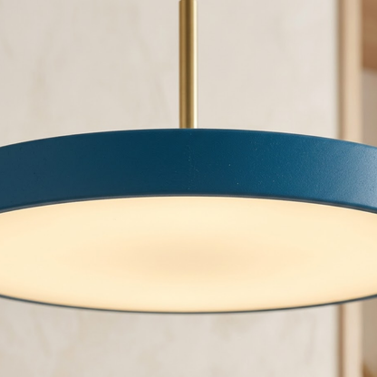 Retro Slim Disc LED Pendant Light With Brass Top
