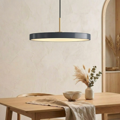 Retro Slim Disc LED Pendant Light With Brass Top