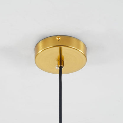 Ribbed Glass Globe Pendant Light With Brass Fitting Clear And Amber