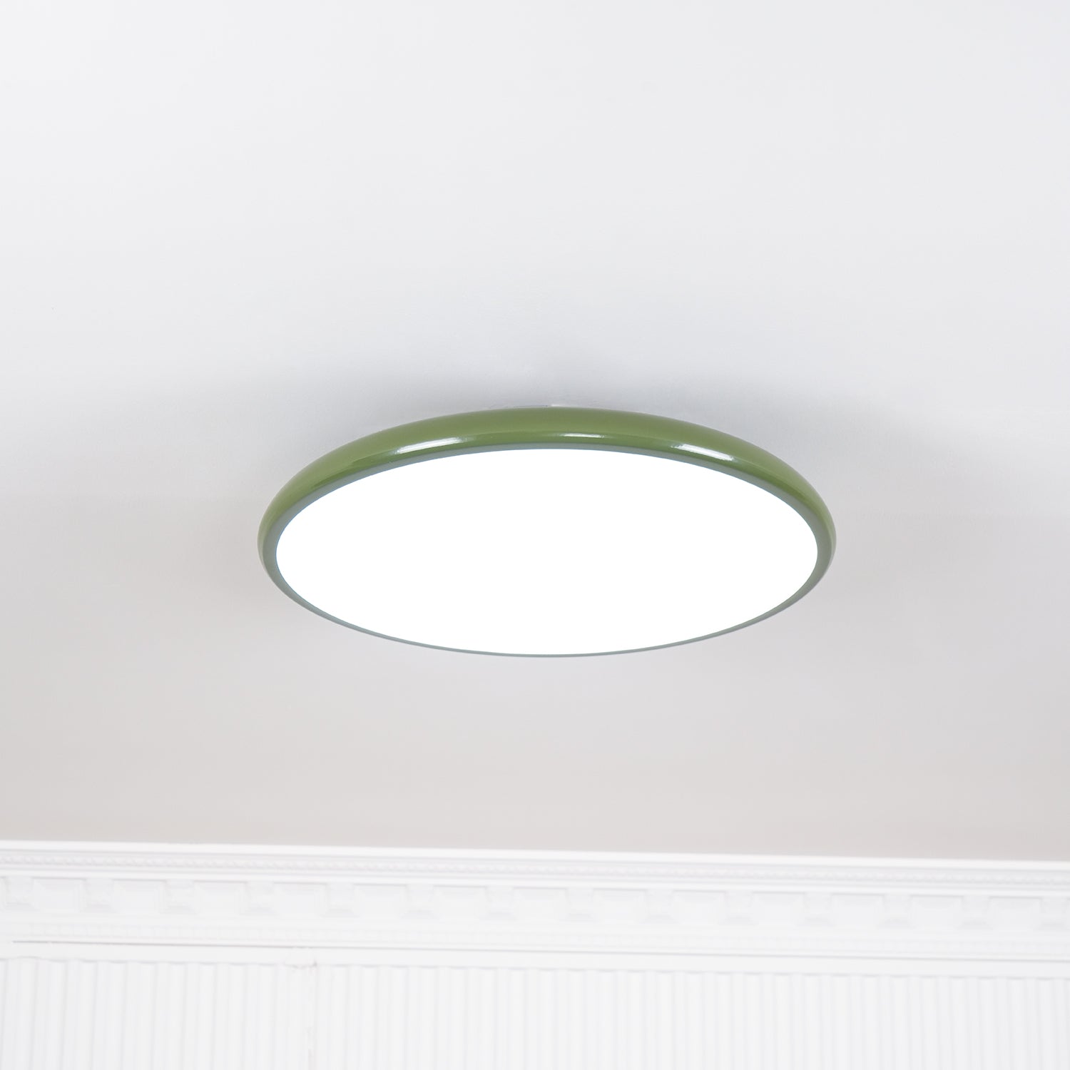 Round Disc Adjustable LED Flush Mount Ceiling Light Beige And Green