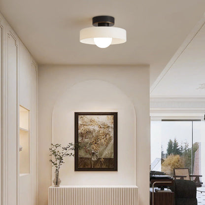 Round Glass LED Semi Flush Ceiling Light With Globe