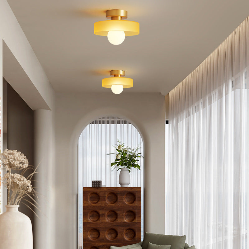 Round Glass LED Semi Flush Ceiling Light With Globe