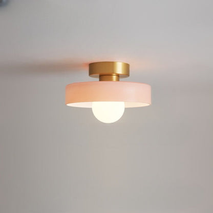 Round Glass LED Semi Flush Ceiling Light With Globe