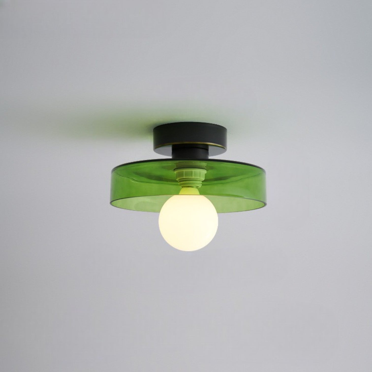 Round Glass LED Semi Flush Ceiling Light With Globe