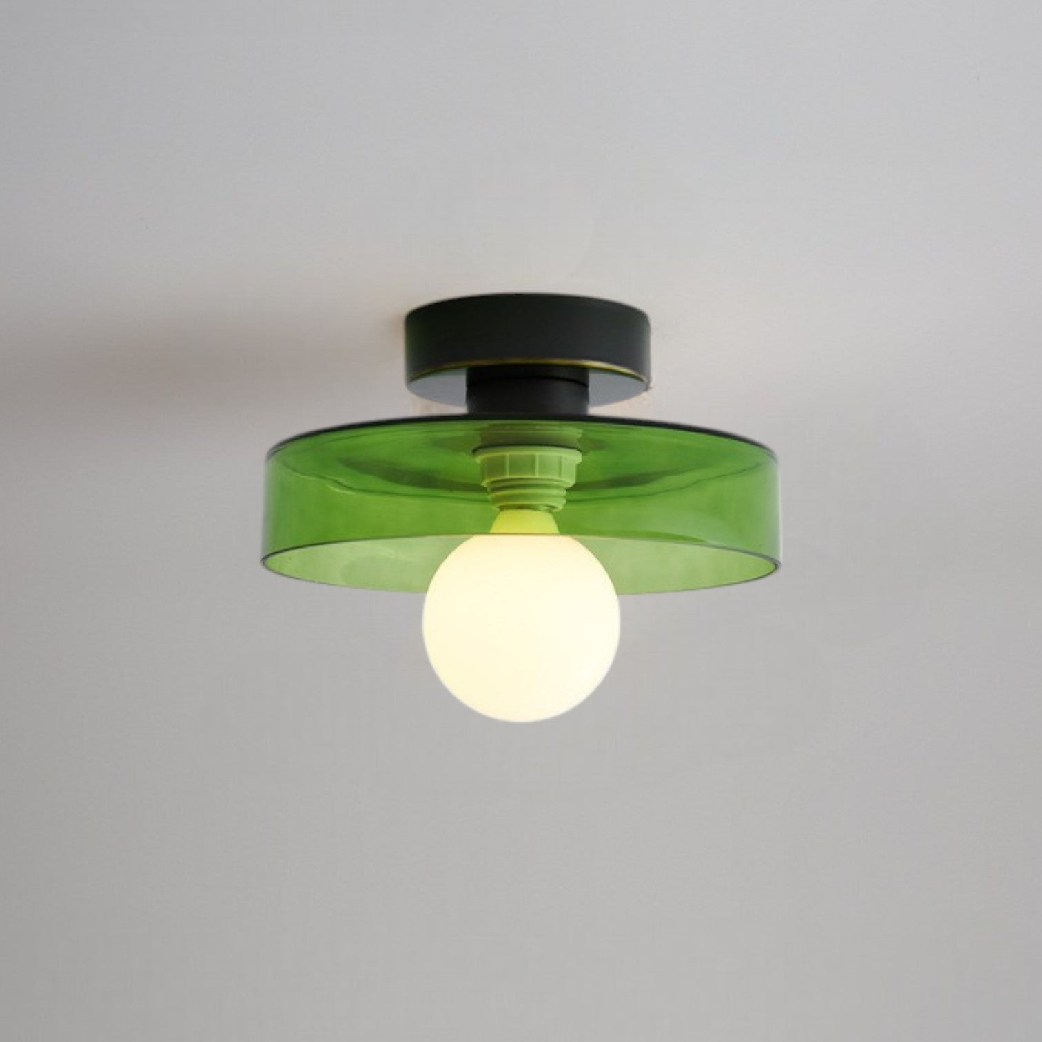 Round Glass LED Semi Flush Ceiling Light With Globe