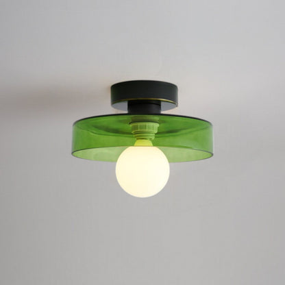 Round Glass LED Semi Flush Ceiling Light With Globe
