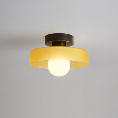 Round Glass LED Semi Flush Ceiling Light With Globe