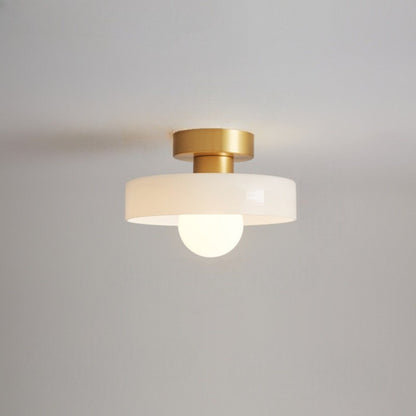 Round Glass LED Semi Flush Ceiling Light With Globe