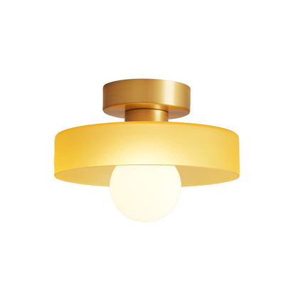Round Glass LED Semi Flush Ceiling Light With Globe