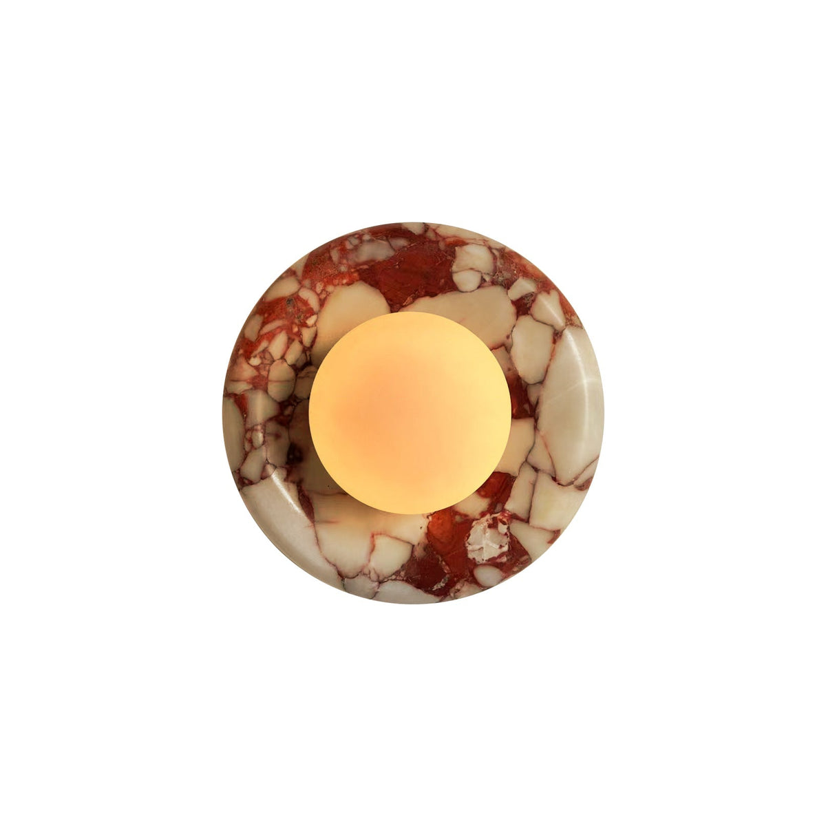 Round Marble Wall Sconce Glass Globe Shade Travertine Indoor Wall Light