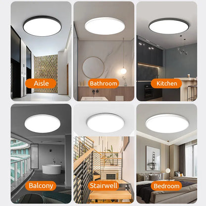 Round Slim LED Bathroom Ceiling Light IP44 White And Black