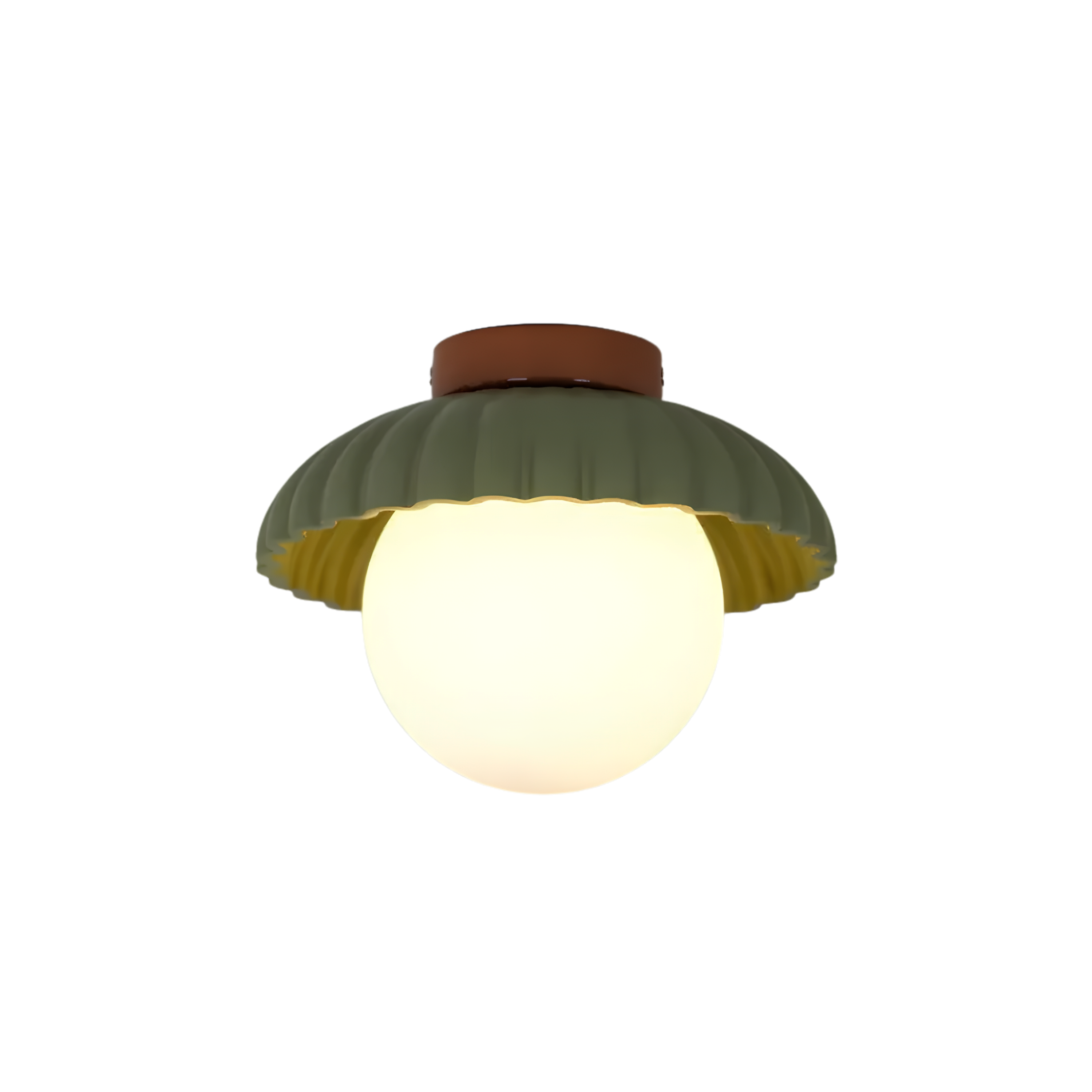 Scalloped Iron and Opal Glass Flush Mount Ceiling Light