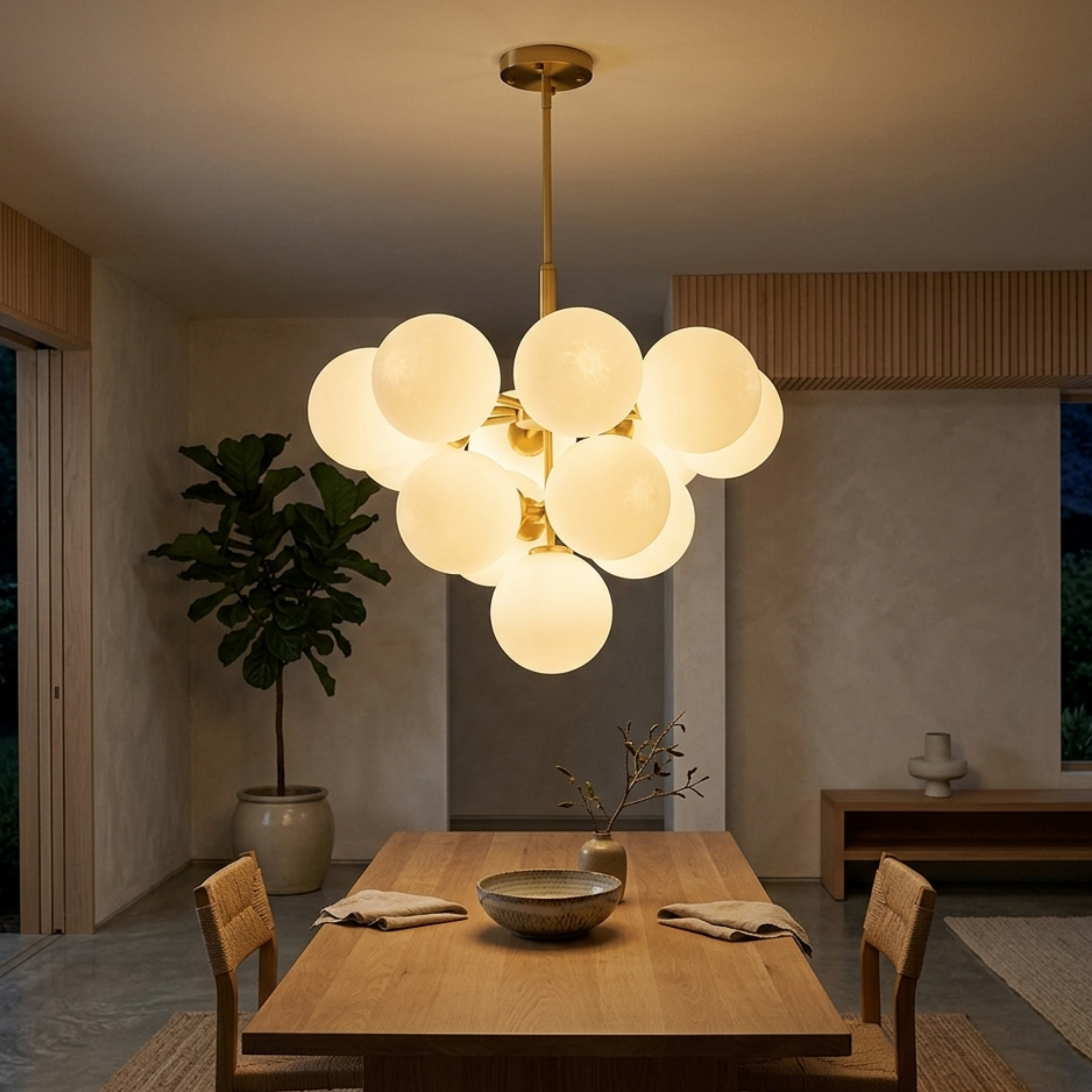 Scandi Gold Glass Globe Cluster Pendant Light Chandelier