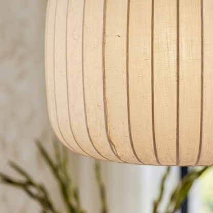 Scandi Pleated Fabric Pendant Light With Metal Frame Integrated LED