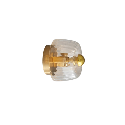 Scandi Ribbed Glass Round Wall Sconce Wall Light