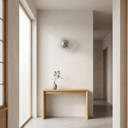 Scandi Ribbed Glass Round Wall Sconce Wall Light