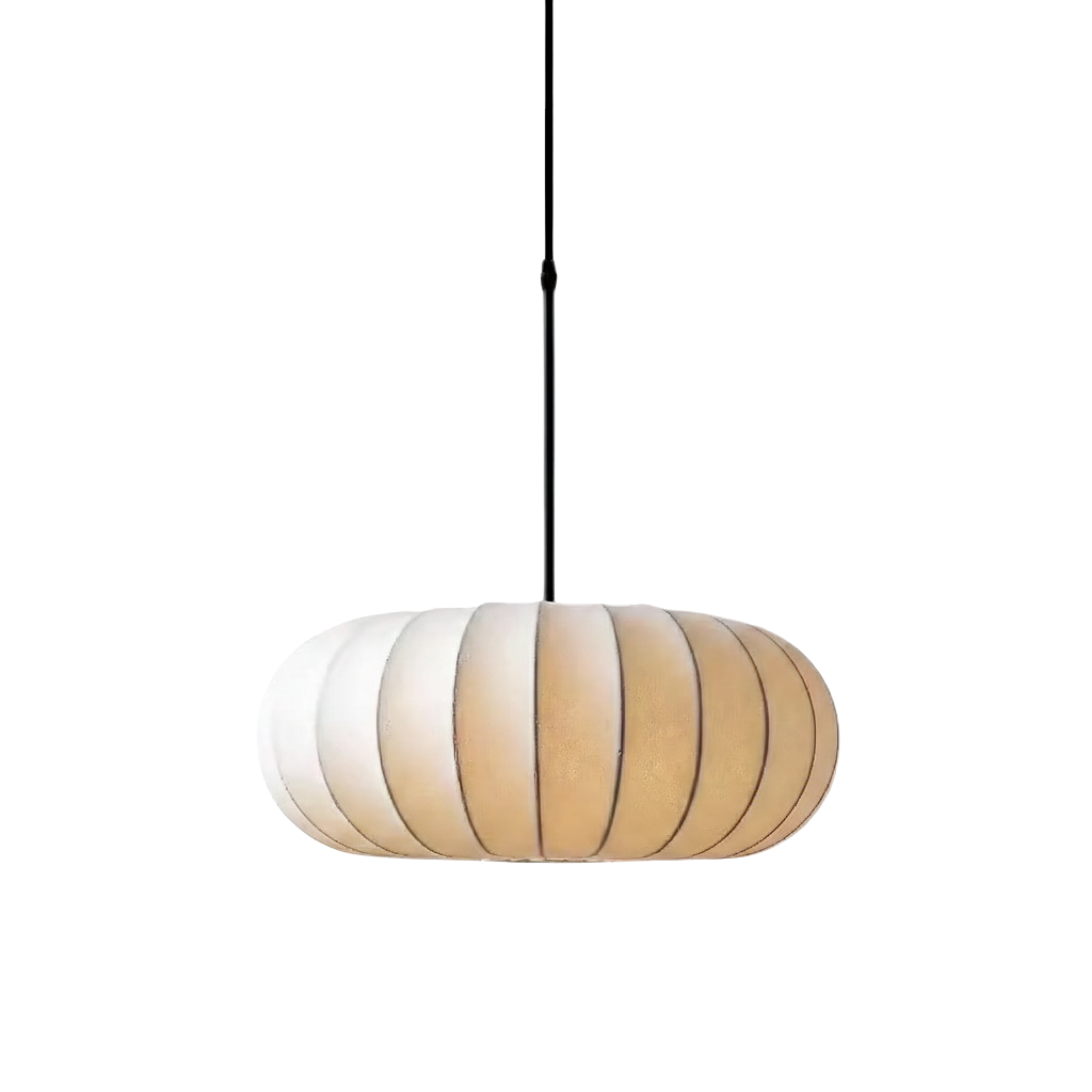 Scandi White Silk Oval Pendant Light