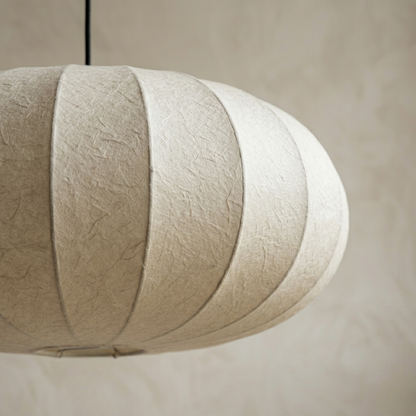 Scandi White Silk Oval Pendant Light