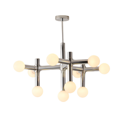 Scandinavian Chrome Multi Arm Opal Globe LED Ceiling Light