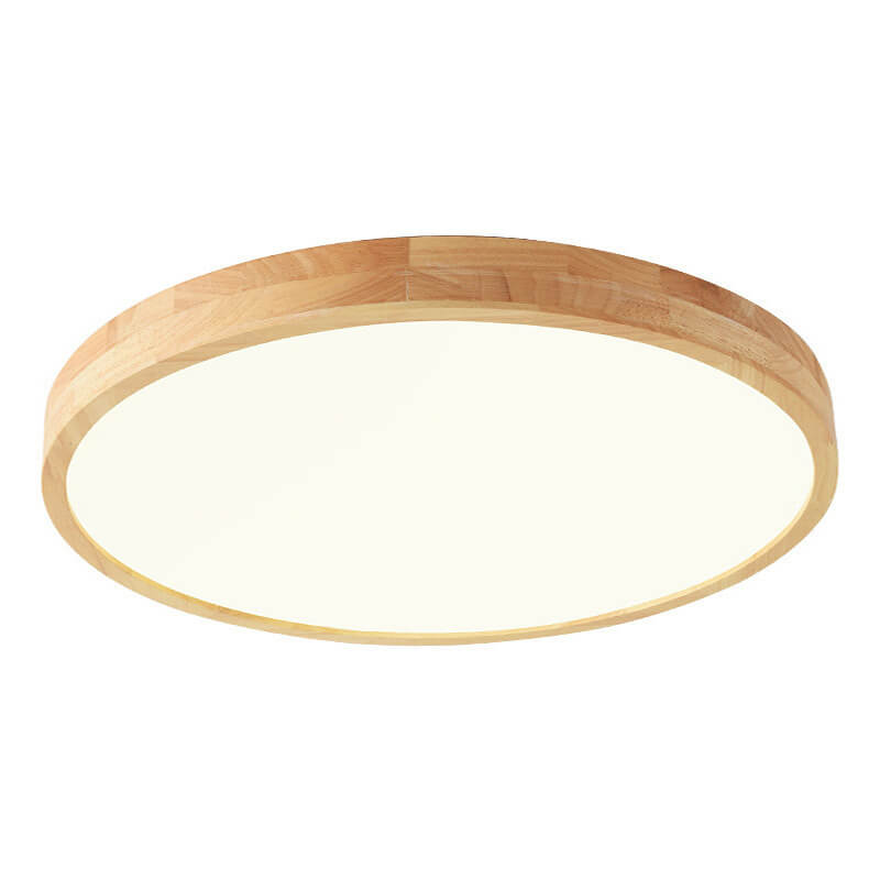 Scandinavian Wood Round Ultra Slim LED Flush Mount Ceiling Light