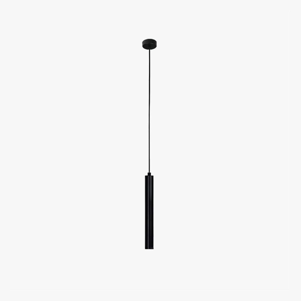 Slim Black Metal Cylinder Tube Pendant Light Minimalist Modern LED