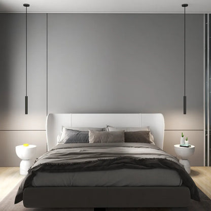 Slim Black Metal Cylinder Tube Pendant Light Minimalist Modern LED