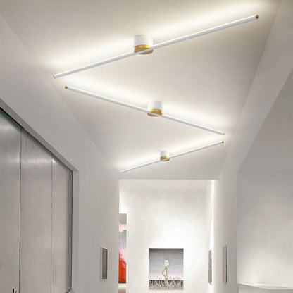 Slim Linear Bar LED Flush Mount Ceiling Light Minimalist Black And White