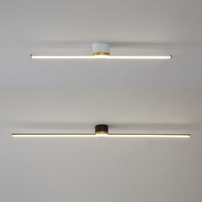 Slim Linear Bar LED Flush Mount Ceiling Light Minimalist Black And White