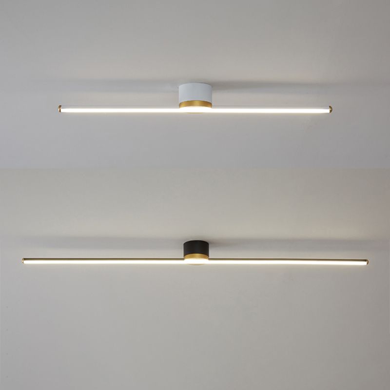 Slim Linear Bar LED Flush Mount Ceiling Light Minimalist Black And White