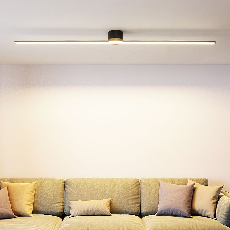 Slim Linear Bar LED Flush Mount Ceiling Light Minimalist Black And White