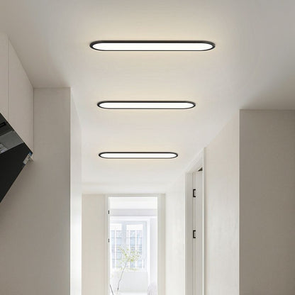 Slim Oval LED Flush Mount Ceiling Light Minimalist Black And White