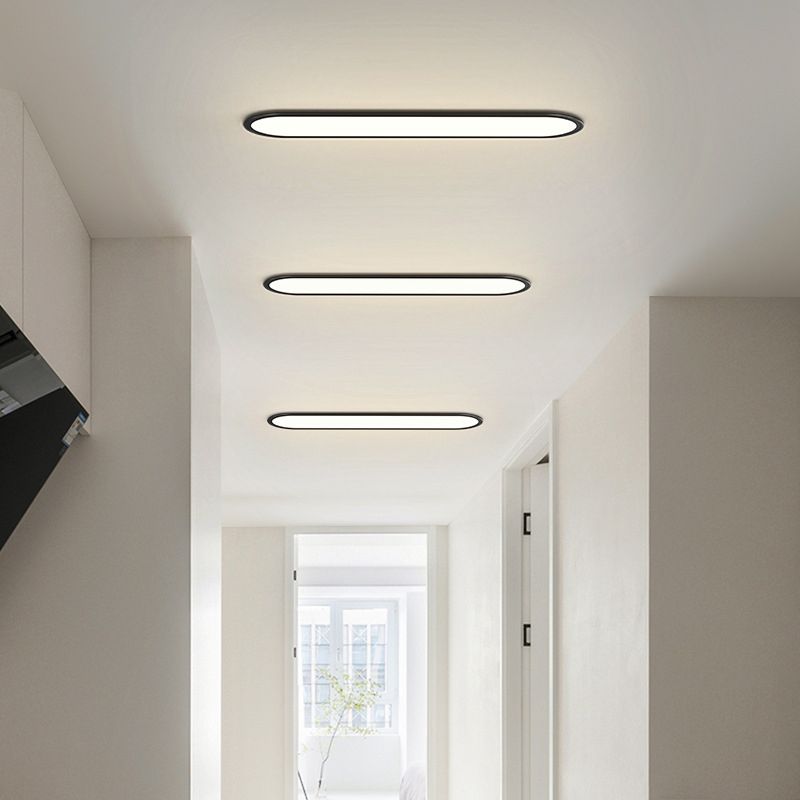 Slim Oval LED Flush Mount Ceiling Light Minimalist Black And White
