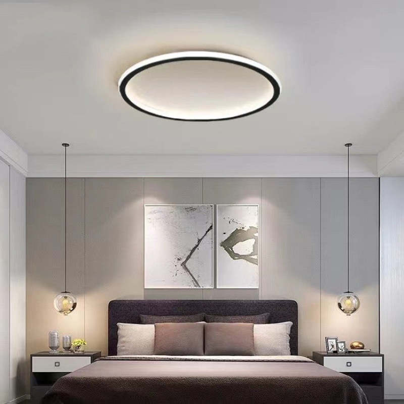 Slim Round Ring LED Flush Mount Ceiling Light Black And White