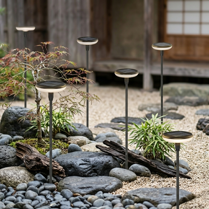 Solar Garden Lights Set of 6 Black Mushroom Stake Path Lights