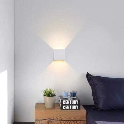 Square Up And Down Outdoor Wall Light Modern Black LED Garden Sconce