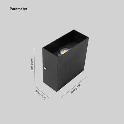 Square Up And Down Outdoor Wall Light Modern Black LED Garden Sconce
