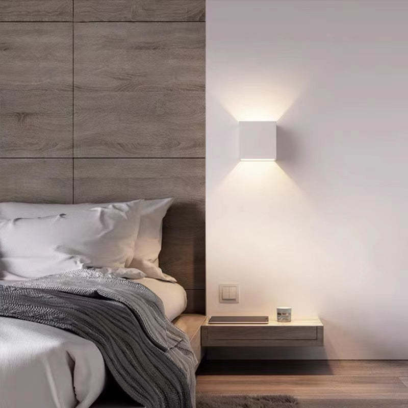 Square Up And Down Outdoor Wall Light Modern Black LED Garden Sconce