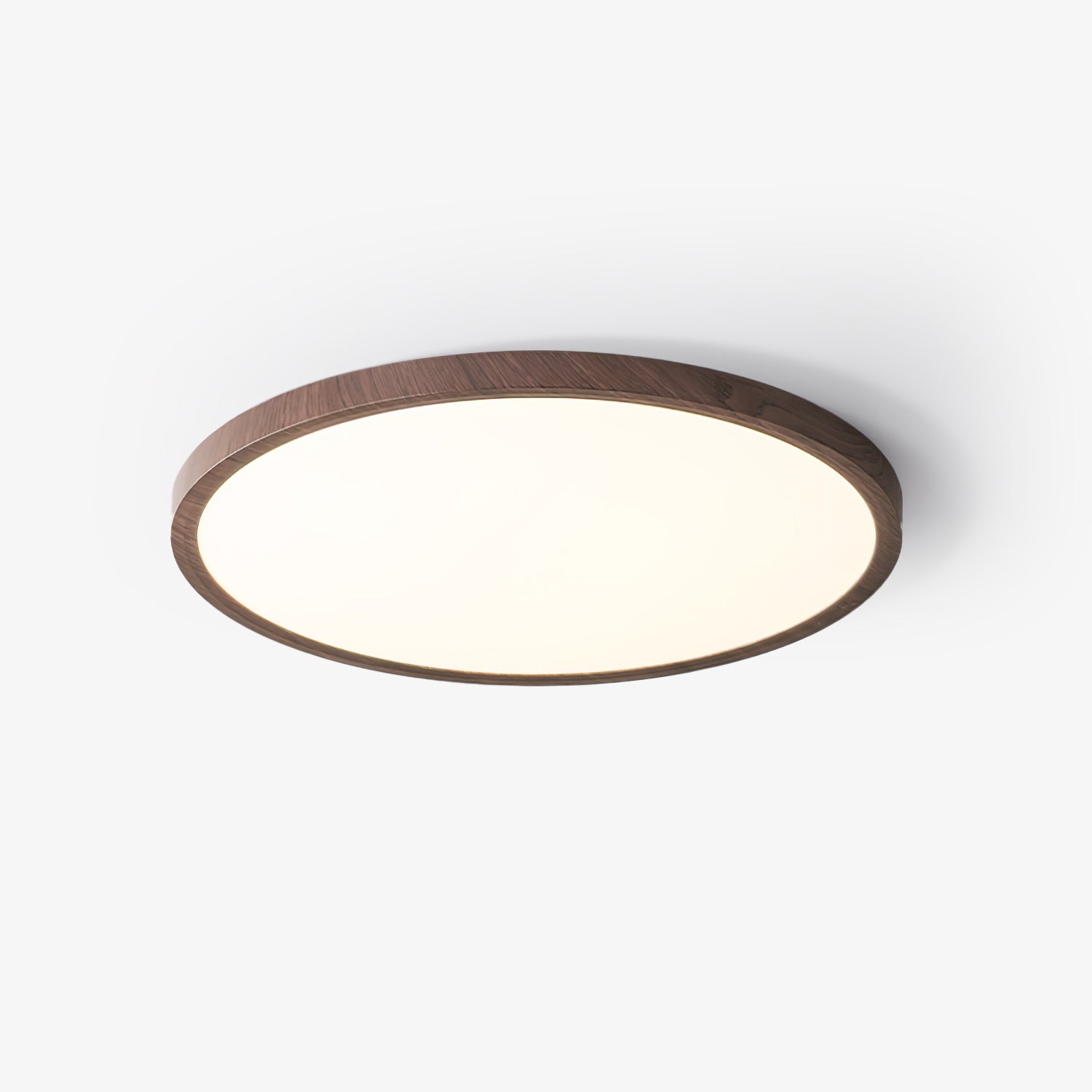 Ultrathin Round LED Flush Mount Ceiling Light Walnut Wood Effect Dimmable