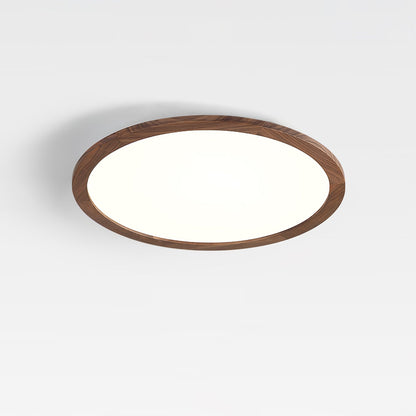 Ultrathin Round LED Flush Mount Ceiling Light Walnut Wood Effect Dimmable