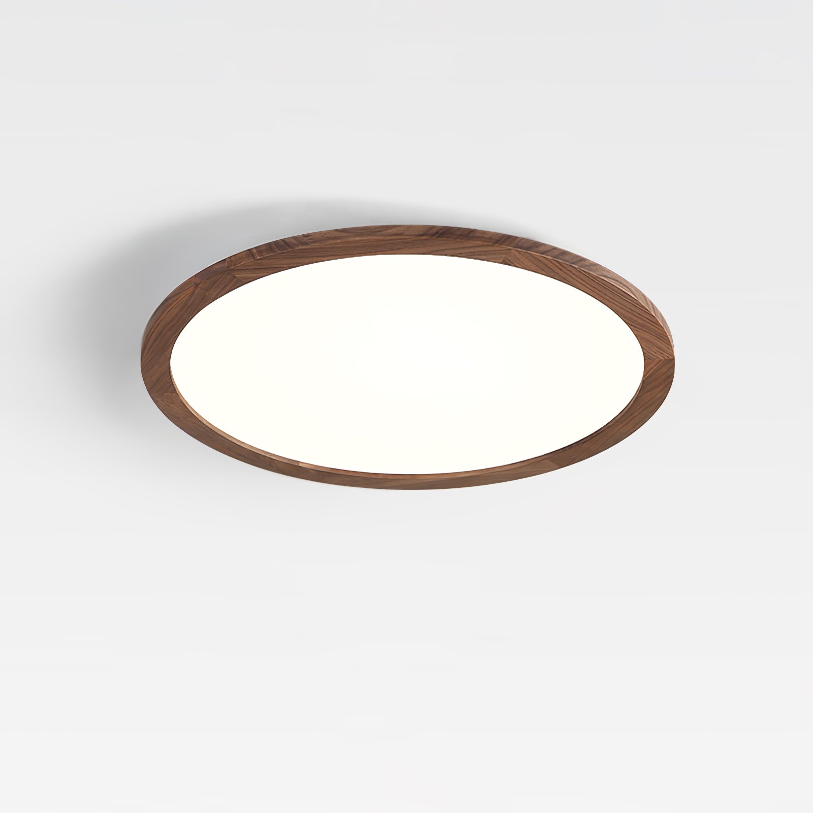 Ultrathin Round LED Flush Mount Ceiling Light Walnut Wood Effect Dimmable