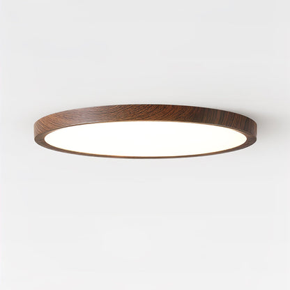 Ultrathin Round LED Flush Mount Ceiling Light Walnut Wood Effect Dimmable